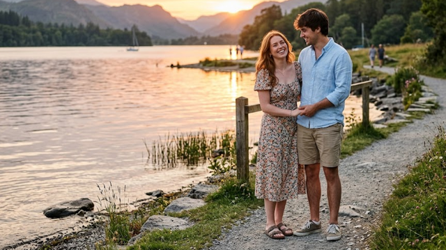 Couple enjoying a peaceful lakeside moment, representing financial security and protection through life insurance.